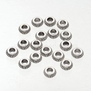 Donut Tibetan Silver Spacer Beads, Lead Free & Cadmium Free, Antique Silver, about 7.5mm long, Hole: about 3mm(AB777)