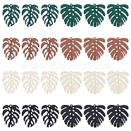 Elite 24Pcs 8 Style Spray Painted Alloy Pendants, Tropical Monstera Leaf Charms, Mixed Color, 35.5x33x2mm and 34.5x26.5x4mm, 3pcs/style(FIND-PH0007-89)