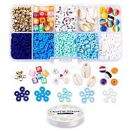 DIY Jewelry Making Kits, Including Handmade Polymer Clay & Acrylic & Resin & ABS Plastic Beads, CCB Plastic Spacer Beads, Natural Cowrie Shell Beads, Elastic Crystal Thread, Mixed Color, Beads: 1960pcs/set(DIY-YW0003-99D)