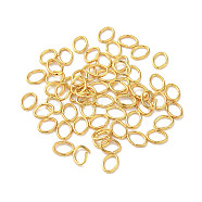 304 Stainless Steel Open Jump Rings, Oval, Real 18K Gold Plated, 4x3x0.5mm, Inner Diameter: 2.5x2mm(STAS-K285-01C-G)