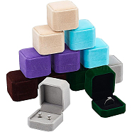 12Pcs 6 Colors Square Velvet Ring Boxes, Square, Mixed Color, 5.5x5x4.8cm, 6 color, 2pcs/color, 12pcs(VBOX-BC0001-06)