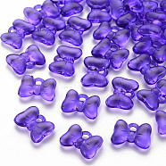 Transparent Acrylic Pendants, Bowknot, Medium Purple, 13.5x18x5.5mm, Hole: 2.5mm, about 625pcs/500g(TACR-T024-02BA-936)