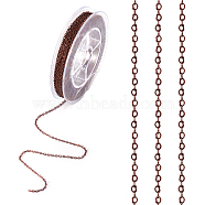 Soldered Brass Heart Chains, with Spool, Red Copper, 1.8x2.4x0.4mm, about 39.37 Feet(12m)/roll(CHC-T008-03R)
