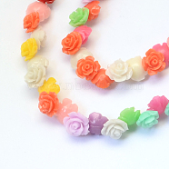 Flower Dyed Synthetic Coral Beads, Mixed Color, 10x6~7mm, Hole: 1mm(CORA-Q023-14)