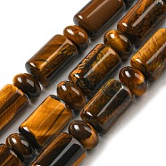Natural Tiger Eye Beads Strands, with Rondelle Beads, Column, 10x6mm, Hole: 0.8mm, about 154pcs/strand, 14.96''(38cm)(G-M420-C02-02)