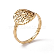 Ion Plating(IP) 201 Stainless Steel Flower Adjustable Ring for Women, Real 18K Gold Plated, US Size 6(16.5mm)(RJEW-C045-01G)