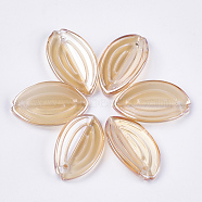 Electroplate Glass Pendants, Leaf, Navajo White, 20.5x12x3.5mm, Hole: 1.4mm(EGLA-S175-02A)