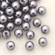 Imitation Pearl Acrylic Beads, Dyed, Round, Gray, 12x11.5mm, Hole: 2.7mm, about 480~530pcs/pound(PL612-09)