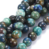 Natural Chrysocolla Beads Strands, Round, 12mm, Hole: 1mm, about 33pcs/strand, 15.3~15.7 inch(39~40cm)(G-F630-01-D)