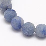Natural Blue Aventurine Round Beads Strands, Frosted, 4mm, Hole: 1mm, about 92pcs/strand, 15.5 inch(G-O151-03-4mm)