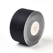 Rayon and Cotton Ribbon, Twill Tape Ribbon, Herringbone Ribbon, Black, 2 inches(50mm), about 50yards/roll(45.72m/roll)(SRIB-F007-030-50mm)