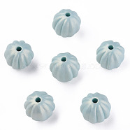 Spray Painted Acrylic Beads, Corrugated Beads, Rubberized Style, Round, Pale Turquoise, 11x11mm, Hole: 2mm, about 720pcs/500g(MACR-T037-01C)