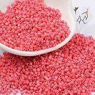 Baking Paint Glass Seed Beads, Cylinder, Salmon, 2x1.5mm, Hole: 1mm, about 5599pcs/50g(X-SEED-S042-05B-87)