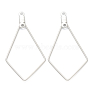 316 Stainless Steel Earring Findings, Rhombus, Stainless Steel Color, 40x20x1.2mm, Hole: 1.2mm(STAS-O149-03P)