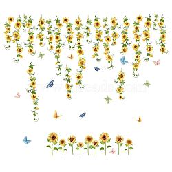 PVC Wall Stickers, Wall Decoration, Sunflower Pattern, 390x1180mm(DIY-WH0228-577)