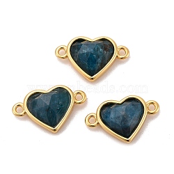 Natural Apatite Links Connectors, with Real 18K Gold Plated Brass Findings, Long-Lasting Plated, Lead Free & Cadmium Free, Faceted, Heart, 10.5x17x5mm, Hole: 1.4mm(G-E538-01G-03)