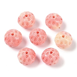 Synthetic Shell Dyed Beads, Flat Round, Light Coral, 11x9mm, Hole: 1.5mm(SHEL-H005-08)