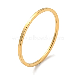 Ion Plating(IP) 304 Stainless Steel Simple Plain Band Finger Ring for Women Men, Real 18K Gold Plated, Size 9, Inner Diameter: 19mm, 1mm(RJEW-F152-05G-B)