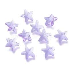 Faceted Glass Charms, Starfish, Lilac, 14x15x7mm, Hole: 1.4mm(GLAA-H101-A-14)