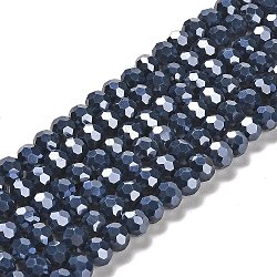 Opaque Glass Beads Stands, Faceted, Round, Prussian Blue, 6mm, Hole: 1mm, about 98~100pcs/strand, 20.39~20.59 inch(51.8~52.3cm)(EGLA-A035-P6mm-A35)
