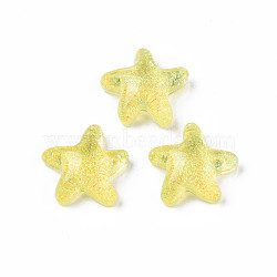 Translucent Acrylic Cabochons, with Glitter Powder, Starfish, Yellow, 20.5x21x7.5mm(TACR-N006-06C)