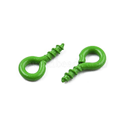 Spray Painted Iron Screw Eye Pin Peg Bails, For Half Drilled Beads, Cadmium Free & Nickel Free & Lead Free, Lime Green, 8x4x1mm, Hole: 2mm, Pin: 1.4mm(IFIN-N010-002A-06)