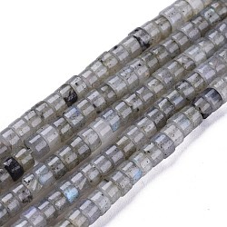 Natural Labradorite Beads Strands, Heishi Beads, Flat Round/Disc, 4x2mm, Hole: 0.6mm, about 149~171pcs/Strand, 15.35 inch~15.55 inch(39~39.5cm)(G-F631-A38)