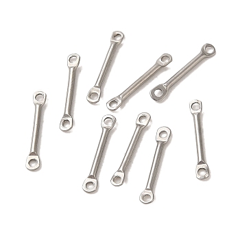 304 Stainless Steel Connector Charms, Bar Links, Stainless Steel Color, 12x2x1mm, Hole: 1mm