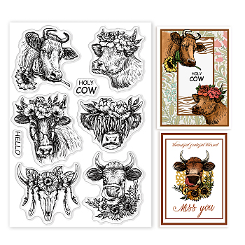 PVC Plastic Stamps, for DIY Scrapbooking, Photo Album Decorative, Cards Making, Stamp Sheets, Cattle Pattern, 16x11x0.3cm