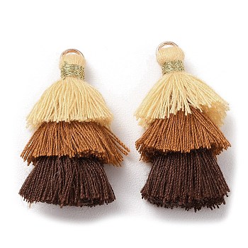 Polycotton Tassel Pendant Decorations, with Iron Loops, Moccasin, 34~45x4~5mm, Hole: 3mm