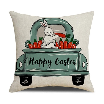 Easter Theme Linen Throw Pillow Covers, Cushion Cover, for Couch Sofa Bed, Square, Car, 445x445x5mm