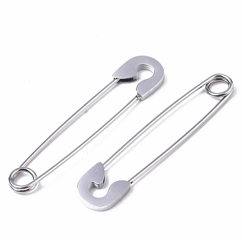 201 Stainless Steel Safety Pins, Stainless Steel Color, 39x8x1.5mm, Pin: 1mm