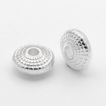 Tibetan Style Alloy Spacer Beads, Lead Free and Cadmium Free, about 8mm in diameter, 4mm thick, hole: 1.5mm