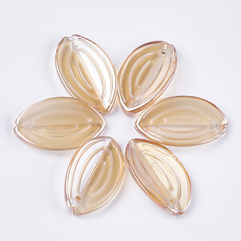 Electroplate Glass Pendants, Leaf, Navajo White, 20.5x12x3.5mm, Hole: 1.4mm