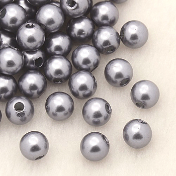 Imitation Pearl Acrylic Beads, Dyed, Round, Gray, 12x11.5mm, Hole: 2.7mm, about 480~530pcs/pound