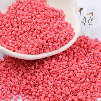 Baking Paint Glass Seed Beads, Cylinder, Salmon, 2x1.5mm, Hole: 1mm, about 5599pcs/50g
