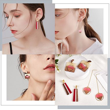3 paires 3 style coeur & trapèze & carré résine & bois de noyer boucles d'oreilles pendantes(EJEW-SW00014-01)-7