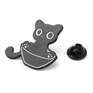 Брошь из сплава с эмалью «Черный кот с чашей»(JEWB-E022-04EB-03)-3