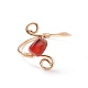 Natural Red Agate Braided Finger Ring(RJEW-JR00490)-2