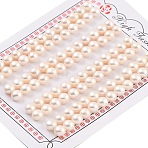 Grade 6A Natural Cultured Freshwater Pearl Beads, Half Drilled, Half Round Beads, White, 6.5~7x5mm, Hole: 1mm(PEAR-N018-6A-6570A)