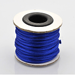 Nylon Satin Rattail Cord, for Bracelet Jewelry Making Chinese Knotting Macrame Craft, Blue, 2mm, about 10.93 yards(10m)/roll(X-NWIR-O001-A-08)