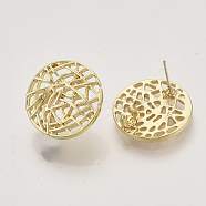 Alloy Stud Earring Findings, with Loop, Flat Round, Light Gold, 18.5x18mm, Hole: 2mm, Pin: 0.6mm(PALLOY-S121-251)
