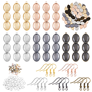 DIY Blank Oval Earring Making Kit, Including Alloy Pendant Settings, Brass Earring Hooks, Glass Cabochons, Mixed Color, 150Pcs/box(DIY-DC0002-07)