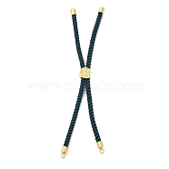 Twisted Nylon Cord Silder Bracelets, Link Bracelet Making for Connector Charm, with Long-Lasting Plated Golden Brass Cord End & Alloy Tree of Life, Teal, 8-3/4~8-7/8 inch(22.2~22.6cm), Hole: 2mm(DIY-B066-03G-17)