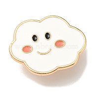 Weather Theme Enamel Pins, Golden Plated Alloy Badge for Backpack Clothes, Cloud, 22x28x1.5mm(JEWB-K012-04E-G)