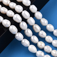 Natural Cultured Freshwater Pearl Beads Strands, Rice, Creamy White, 8~10x7~8mm, Hole: 0.8mm, about 41pcs/strand, 13.77~14.17 inch(PEAR-L001-C-03)