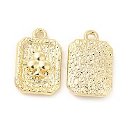 Rack Plating Alloy Pendants, Cadmium Free & Lead Free, Rectangle Charms with Club Sign, Light Gold, 17.5x11x3mm, Hole: 1.5mm(FIND-G044-12LG)