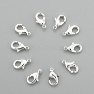 Brass Lobster Claw Clasps, Parrot Trigger Clasps, Cadmium Free & Nickel Free & Lead Free, Silver, 10x5x3mm, Hole: 1mm(KK-901-S)
