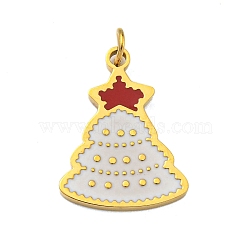 Christmas Theme Ion Plating(IP) 304 Stainless Steel Pendants, with Enamel and Jump Ring, Golden, Christmas Tree, 17x13x1mm, Hole: 2.5mm(STAS-O005-01F-G)