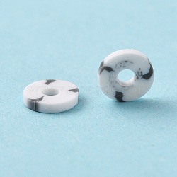 Handmade Two Tone Polymer Clay Beads, Heishi Beads, Disc/Flat Round, Light Grey, 6x0.5mm, Hole: 1.8mm, about 22000~25000pcs/1000g(CLAY-N008-B010E)